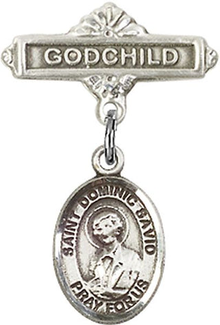 Sterling Silver Godchild St. Dominic Savio Baby Badge - Engravable