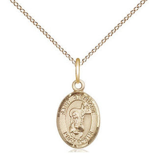 14kt Gold Saint Stephanie Medal Engraved Catholic Saint Jewelry