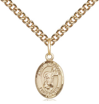 14kt Gold Saint Stephanie Medal Engraved Catholic Saint Jewelry