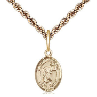 14kt Gold Saint Stephanie Medal Engraved Catholic Saint Jewelry