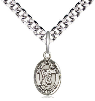 Pewter Saint Stephanie Medal Religious and Catholic Jewelry Engraved Catholic Saint Jewelry