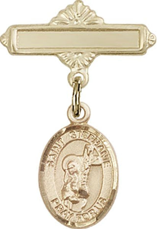 14kt Gold Filled Polished Badge Pin St. Stephanie Baby Badge - Engravable