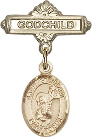 14kt Gold Godchild St. Stephanie Baby Badge - Engravable