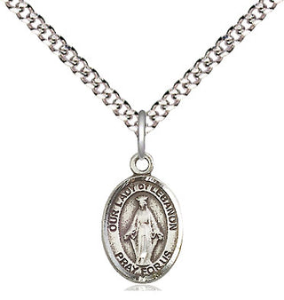 Pewter Our Lady of Lebanon Medal Religious and Catholic Jewelry Engraved Catholic Saint Jewelry