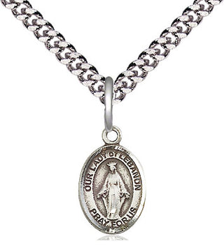 Pewter Our Lady of Lebanon Medal Religious and Catholic Jewelry Engraved Catholic Saint Jewelry