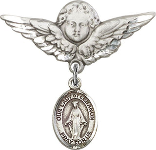 Sterling Silver Large Angel w/Wings O/L of Lebanon Baby Badge - Engravable