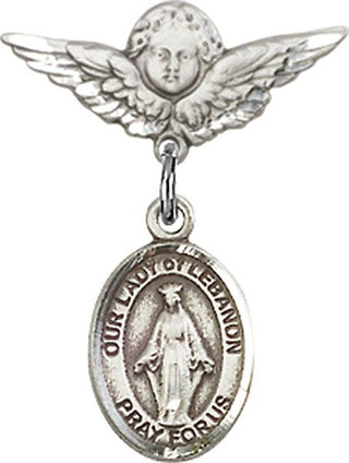Sterling Silver Small Angel w/Wings O/L of Lebanon Baby Badge - Engravable