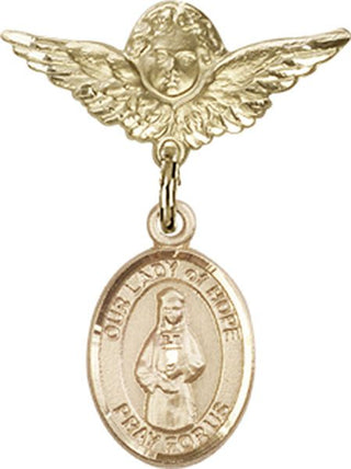 14kt Gold Filled Small Angel w/Wings O/L of Hope Baby Badge - Engravable