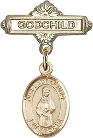 14kt Gold Filled Godchild O/L of Hope Baby Badge - Engravable