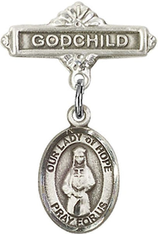 Sterling Silver Godchild O/L of Hope Baby Badge - Engravable