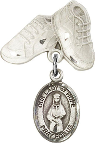 Sterling Silver Baby Boots O/L of Hope Baby Badge - Engravable