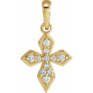 14K Yellow .05 CTW Natural Diamond Petite Cross Pendant
