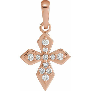 14K Rose .05 CTW Natural Diamond Petite Cross Pendant