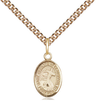 14kt Gold Saint Bernard of Clairvaux Medal Engraved Catholic Saint Jewelry