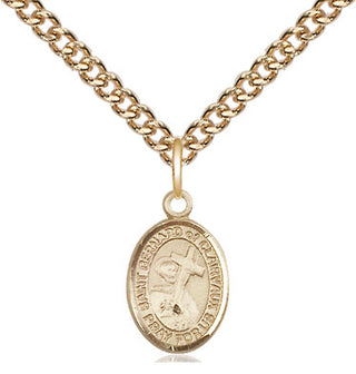 14kt Gold Saint Bernard of Clairvaux Medal Engraved Catholic Saint Jewelry