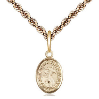 14kt Gold Saint Bernard of Clairvaux Medal Engraved Catholic Saint Jewelry