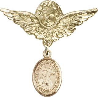 14kt Gold Filled Large Angel w/Wings St. Bernard of Clairvaux Baby Badge - Engravable