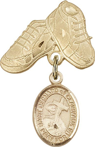 14kt Gold Filled Baby Boots St. Bernard of Clairvaux Baby Badge - Engravable