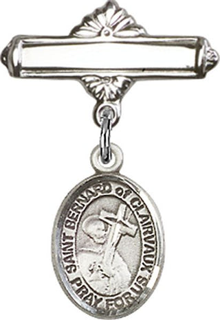 Sterling Silver Polished Badge Pin St. Bernard of Clairvaux Baby Badge - Engravable