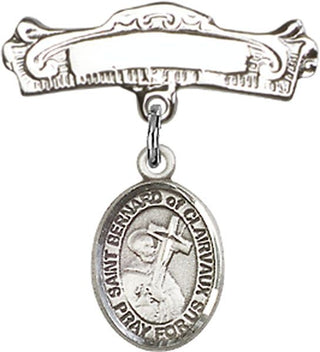 Sterling Silver Badge Pin St. Bernard of Clairvaux Baby Badge - Engravable