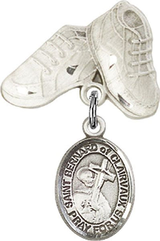 Sterling Silver Baby Boots St. Bernard of Clairvaux Baby Badge - Engravable