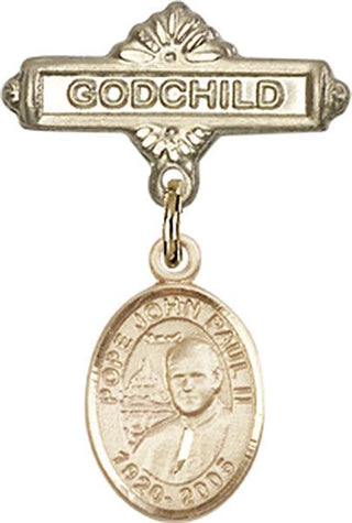 14kt Gold Godchild St. John Paul II Baby Badge