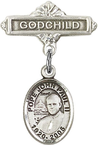 Sterling Silver Godchild St. John Paul II Baby Badge