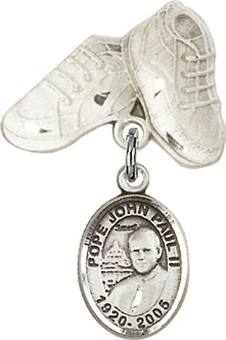 Sterling Silver Baby Boots St. John Paul II Baby Badge