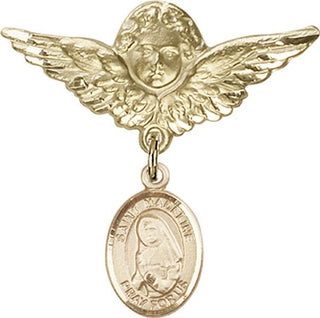 14kt Gold Large Angel w/Wings St. Madeline Sophie Barat Baby Badge - Engravable