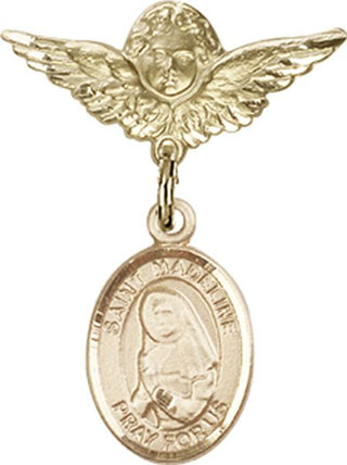 14kt Gold Small Angel w/Wings St. Madeline Sophie Barat Baby Badge - Engravable