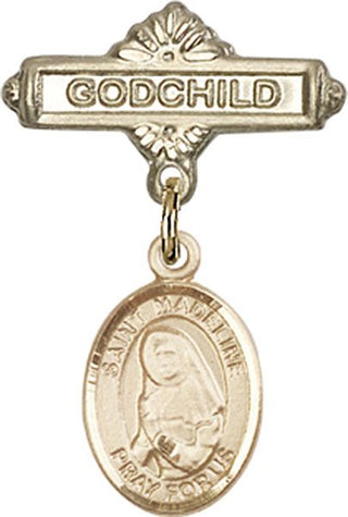 14kt Gold Godchild St. Madeline Sophie Barat Baby Badge - Engravable