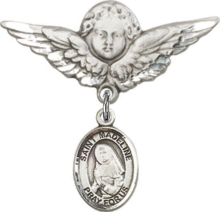 Sterling Silver Large Angel w/Wings St. Madeline Sophie Barat Baby Badge - Engravable