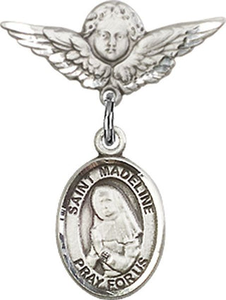 Sterling Silver Small Angel w/Wings St. Madeline Sophie Barat Baby Badge - Engravable