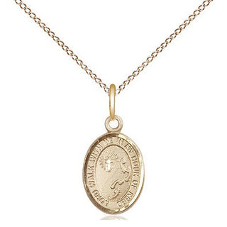 14kt Gold Footprints Cross Medal Engraved Catholic Saint Jewelry