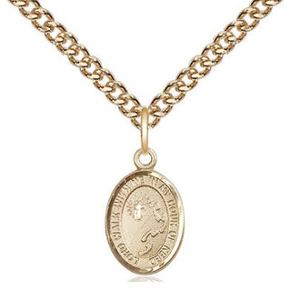 14kt Gold Footprints Cross Medal Engraved Catholic Saint Jewelry