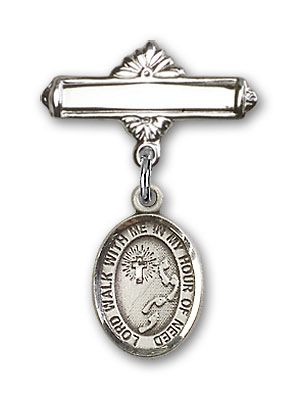 Sterling Silver Polished Badge Pin Footprints / Cross Baby Badge - Engravable