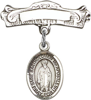 Sterling Silver Badge Pin St. Bartholomew the Apostle Baby Badge - Engravable