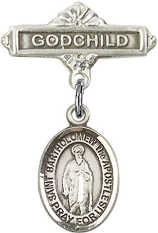 Sterling Silver Godchild St. Bartholomew the Apostle Baby Badge - Engravable