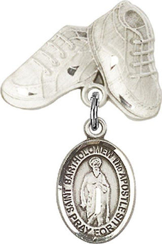 Sterling Silver Baby Boots St. Bartholomew the Apostle Baby Badge - Engravable