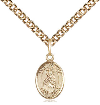 14kt Gold Saint Matilda Medal Engraved Catholic Saint Jewelry