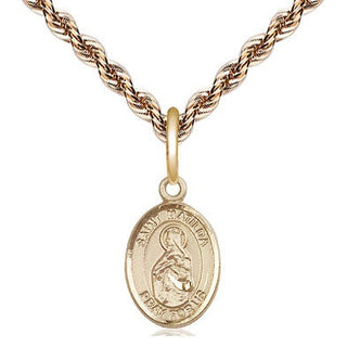 14kt Gold Saint Matilda Medal Engraved Catholic Saint Jewelry