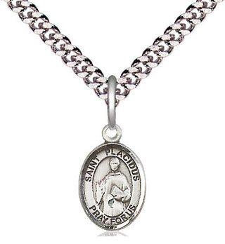 Pewter Saint Placidus Medal Religious and Catholic Jewelry Engraved Catholic Saint Jewelry