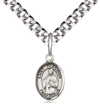 Pewter Saint Placidus Medal Religious and Catholic Jewelry Engraved Catholic Saint Jewelry