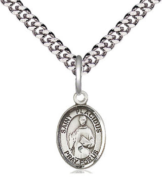 Pewter Saint Placidus Medal Religious and Catholic Jewelry Engraved Catholic Saint Jewelry