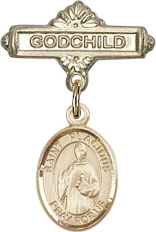 14kt Gold Filled Godchild St. Placidus Baby Badge - Engravable