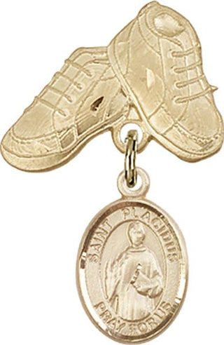 14kt Gold Filled Baby Boots St. Placidus Baby Badge - Engravable
