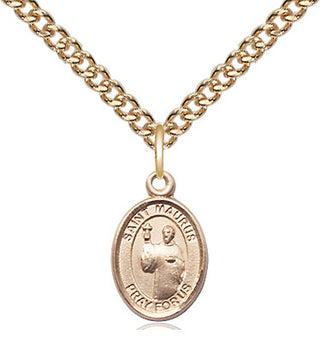 14kt Gold Filled Saint Maurus Medal Religious and Catholic Jewelry Engraved Catholic Saint Jewelry