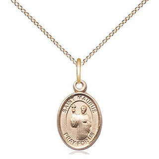 14kt Gold Saint Maurus Medal Engraved Catholic Saint Jewelry