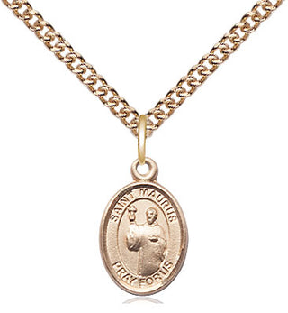 14kt Gold Saint Maurus Medal Engraved Catholic Saint Jewelry