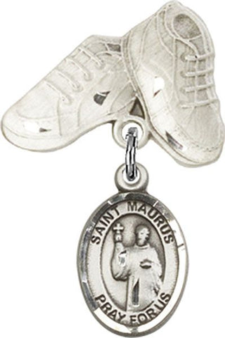 Sterling Silver Baby Boots St. Maurus Baby Badge - Engravable